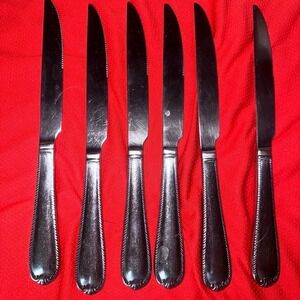 Reed & Barton DOMAIN Stainless 18/10 Glossy Rope Edge Steak Knives Set Of 6